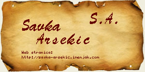 Savka Arsekić vizit kartica